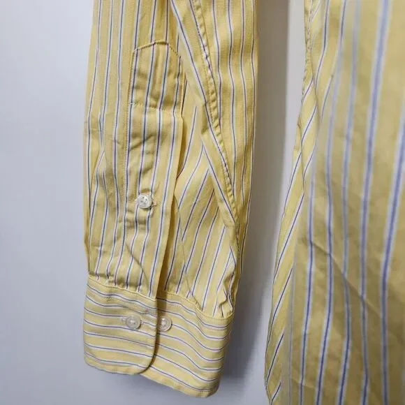 Men's Long Sleeve Polo Ralph Lauren Button Up Dress Shirt Size 16 1/2 Yellow - Picture 7 of 9